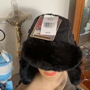 Dorfman pacific trapper hat NWT black size medium